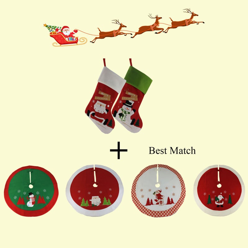 WEWILL Classic Christmas Stockings Set of 2 Santa, Snowman Xmas Character 17-Inch (Style 1) - Image 5